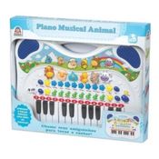 Piano Teclado Musical Eletronico Animais Fazenda Infantil Bebê Azul  Braskit
