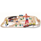 Kit Ferroviário Infantil de Madeira com 130 Peças Ideal para Crianças a Partir de 3 Anos, Melissa & Doug