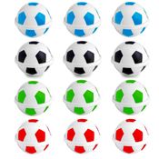 12 Pote Mix Bola de Futebol Preto Verde Azul e Vermelho Lembrancinha p/ Sacola Surpresa