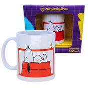 Caneca de Cerâmica Snoopy Zona Criativa 350ml com Estampa Lazy Dog – Licenciada Oficial, com Caixa Presenteável e Estilo Fofo e Divertido!