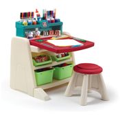 Mesa de Atividades 2 em 1 para Crianças Flip Doodle Easel com Banco e Cavalete de Arte, Ideal para Desenhar e Pintar, Step2, Colorida