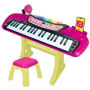 F0143-6 Barbie Teclado Musical Fabuloso com Microfone e Banquinho