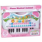 Piano Teclado Musical Eletronico Animais Fazenda Infantil Bebê Rosa  Braskit