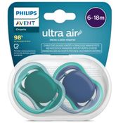 Chupeta ULTRA AIR Dupla Lisa 6-18M AZ/VD Philips AVENT SCF085/31