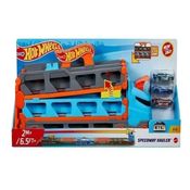 Hot Wheels City Caminhão Speedway Hauler  Pista Corridas Lançador Duplo  Com 3 Carrinhos - Mattel