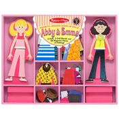 Kit de Bonecas Magnéticas Infantil de Madeira Abby e Emma Deluxe com 55 Peças para Crianças Acima de 3 Anos, Melissa & Doug