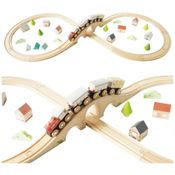 Conjunto de Trem de Madeira com Trilho em Forma de Infinito para Crianças a Partir de 18 Meses, Le Toy Van.
