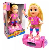 Brinquedo Boneca Hoverboard Rosa Menina com Som, Luz e Movimento