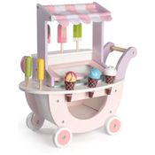 Carrinho de Sorvete Educativo de Madeira ROBUD para Crianças, Brinquedo de Cozinha em Carrinho de Comida para Meninas e Meninos a partir de 3 Anos