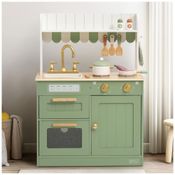 Mini Cozinha Educativa de Madeira ROBUD para Crianças, com Torneira Dourada, Pia, Forno, Fogão, Armário, Estilo Vintage - Presente Encantador