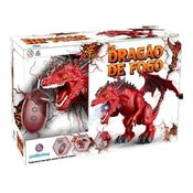 Dragão de Fogo Dinossauro Controle Remoto  Bateria Recarregavel - Solta Fumaça, Anda, Som e Luz - Polibrinq