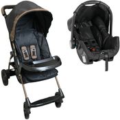 Carrinho de Bebe com Bebe Conforto Galzerano Romano Preto Cobre