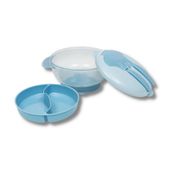 KIT REFEICAO COM COMPARTIMENTO E TALHERES AZUL - BUBA