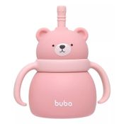 COPO DE TREINAMENTO DE SILICONE COM CANUDO URSINHO ROSA - BUBA