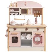 Cozinha Educativa de Brinquedo ROBUD em Madeira com Acessórios Realistas, Conjunto com Recursos de Jogo e Design Moderno para Crianças