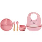 KIT REFEICAO INFATINIL4 PECAS DE SILICONE GUMY ROSA - BUBA