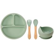 KIT REFEICAO INFANTIL 3 PECAS EM SILICONE VERDE - BUBA