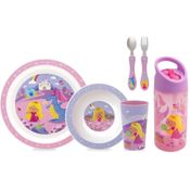 KIT REFEICAO PRATO + BOWL + COPO + TALHERES + GARRAFINHA PRINCESA - BUBA