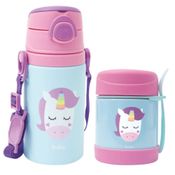 KIT POTE TERMICO + GARRAFINHA DE ALUMINIO UNICORNIO - BUBA