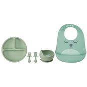KIT DE REFEICAO INFANTIL 4 PECAS EM SILICONE VERDE - BUBA