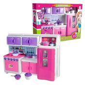 Cozinha De Boneca Com Geladeira e Fogão, Lua De Cristal, Brinquedo Presente Meninas +3 Anos