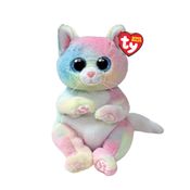 Pelúcia Ty Gatinha Jenni Beanie Bellies 16cm – Original, com Pelagem Pastel Arco-íris, Olhos Brilhantes e Patinhas Rosa Bordadas. Linda para Presentea