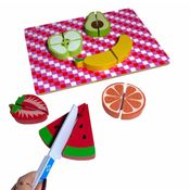 Kit 6 Frutas Velcro Madeira Brinquedo Educativo Montessori