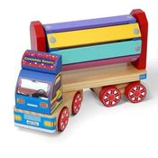 Caminhão Sonoro Madeira Brinquedo Educativo Montessori Bebê