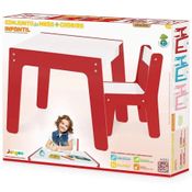 Conjunto Mesa Cadeira Vermelho Junges 992