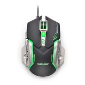 Mouse Gamer Multilaser 2400dpi 6 Botões Preto E Verde Mo269