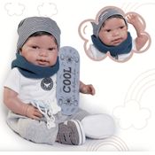 Bebê Reborn Boneca ANTONIO JUAN Menino Pipo Skatista Corpo de Pano F1797