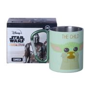 Caneca Baby Yoda The Mandalorian Em Aço Inox Com Mosquetão 300mL Original, Zona Criativa