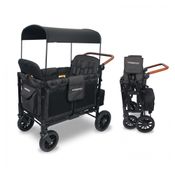 Carrinho de Passeio para 4 Crianças Multifuncional com Faróis Funcionais e Rodas Retrô, até 136 kg, WONDERFOLD Volkswagen, Verde