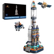 Kit de Construção Foguete Espacial com 863 Peças, JMBricklayer, Branco