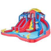 Parque Aquático Inflável até 170 kg com 3 Toboáguas, 2 Canhões de Água e 1 Cesta de Basquete para Crianças Acima de 5 Anos, Banzai, Colorido