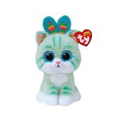 Bicho de Pelúcia Ty Beanie Boos Gumdrop – Gatinho Azul com Orelhas de Coelho, Olhos Brilhantes, Poema Fofo e 19cm de Altura – Edição Páscoa
