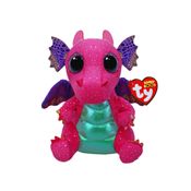 Bicho de Pelúcia Ty Beanie Boos Dragão Spitfire – Rosa com Escamas e Asas Brilhantes, 16cm, Original com Selo Inmetro – Fofo e Colecionável