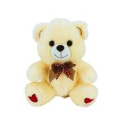 Urso de Pelúcia com Laço Xadrez 33cm – Presente Fofo e Delicado com Patinhas Bordadas com Coração Vermelho para Momentos Especiais