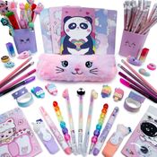 Kit Papelaria Criativa Fofa com Caderno E Estojo De Pelúcia