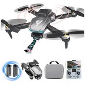 Drone Dobrável FPV 4K, Motor sem Escova, Flip 360°, Controle via APP, Estojo, 40min de Bateria para Adultos e Crianças 8 a 12, TizzyToy, Prata