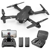 Drone 1080P HD FPV para Crianças e Adultos com Funções de Ponto de Passagem, Retenção de Altitude, Inversões 3D e 2 Baterias, DRONEEYE, Preto