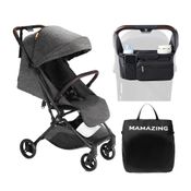 Carrinho de Bebê Compacto com Prêmio de Ouro, Organizador e Almofada - Leve, Amigo de Avião, Dobrável com uma Mão (5,2kg),MAMAZING