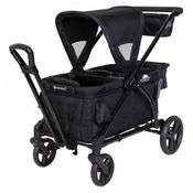 Carrinho de Passeio para 2 Crianças Multifuncional com Cobertura Removível e Dobramento, até 50 kg, Baby Trend, Preto