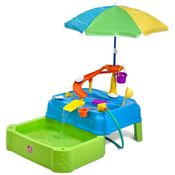 Mesa de Atividades Sensoriais com Água, 2 Níveis, Guarda Chuva e Acessórios, Step2, Azul