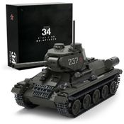 Kit de Construção Tanque T34 da 2º Guerra Mundial para Colecionadores com 818 Peças, Nifeliz NF10270, Preto