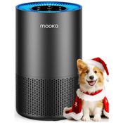 Purificador de Ar para Casa Grande Animais de Estimação Até 120 m², MOOKA H13 True HEPA com Entrada de Ar 360°, Fragrância, 13dB para Quarto Fumaça