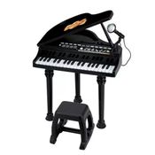 Piano De Cauda Infantil Preto Com Microfone E Banquinho Original | Win Fun | Crianças +3 Anos