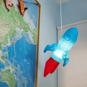 Luminária Pendente Infantil Foguete Espaço Original Bivolt