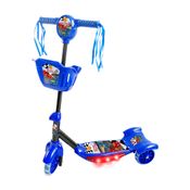 Patinete com Cesta Azul c/ Luz Som 3 Rodas DM Toys