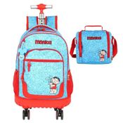 Kit Mochila De Rodinha E Alca Monica E Sensao Azul+Lancheira